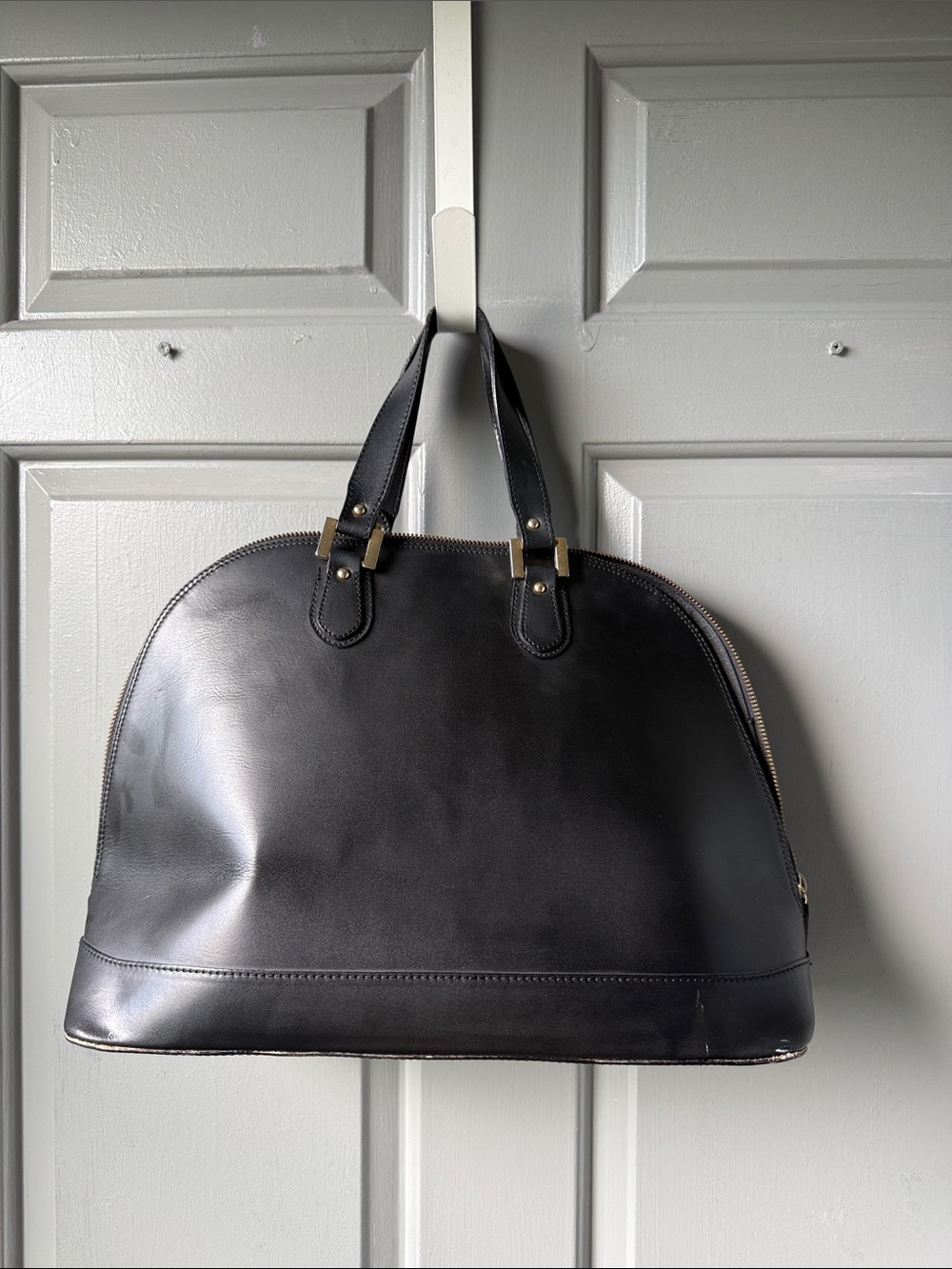 Alberta Di Canio Black Leather Dome Satchel
